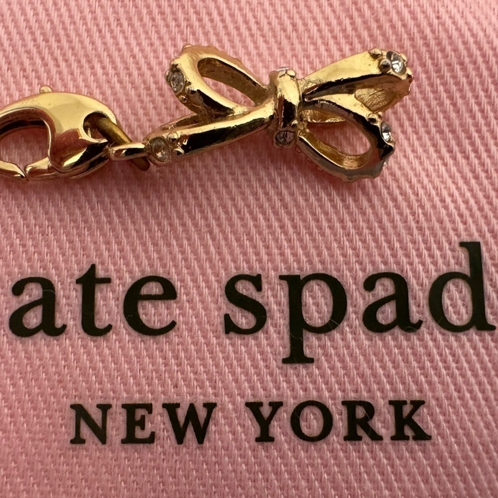 KATE SPADE 12 KT Gold Plated Vintage Charm (no Bracelet) Gold Crystal Bow Charm - Picture 5 of 5